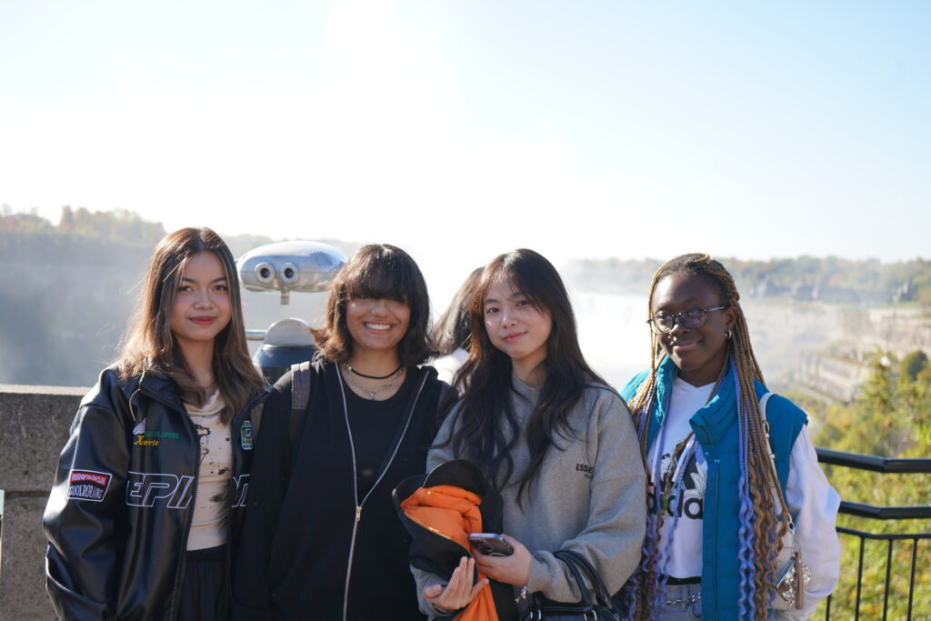 Students enjoying scenic landscapes in Canada