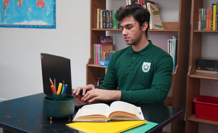 Student studying in a study room at GLCT
