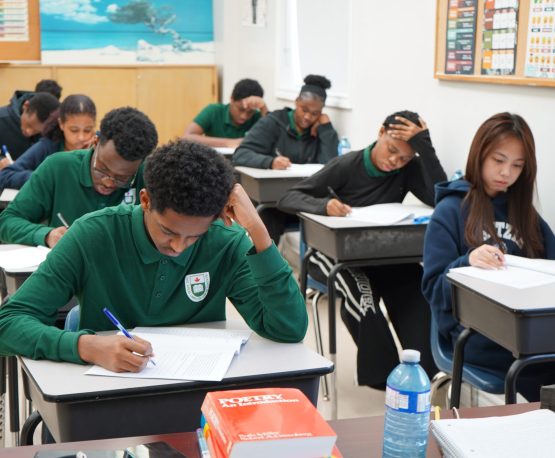 GLCT students using technology in a Toronto private high school classroom.