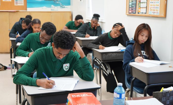 GLCT students using technology in a Toronto private high school classroom.